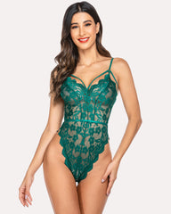 Floral Lace Scallop Trim Bodysuit