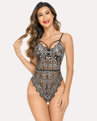 Floral Lace Scallop Trim Bodysuit