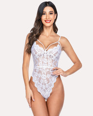 Floral Lace Scallop Trim Bodysuit