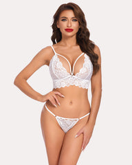 2 Piece Lace V Neck Bra and Panty Sets