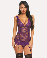 Lace Corsets with Garter Mini Teddy