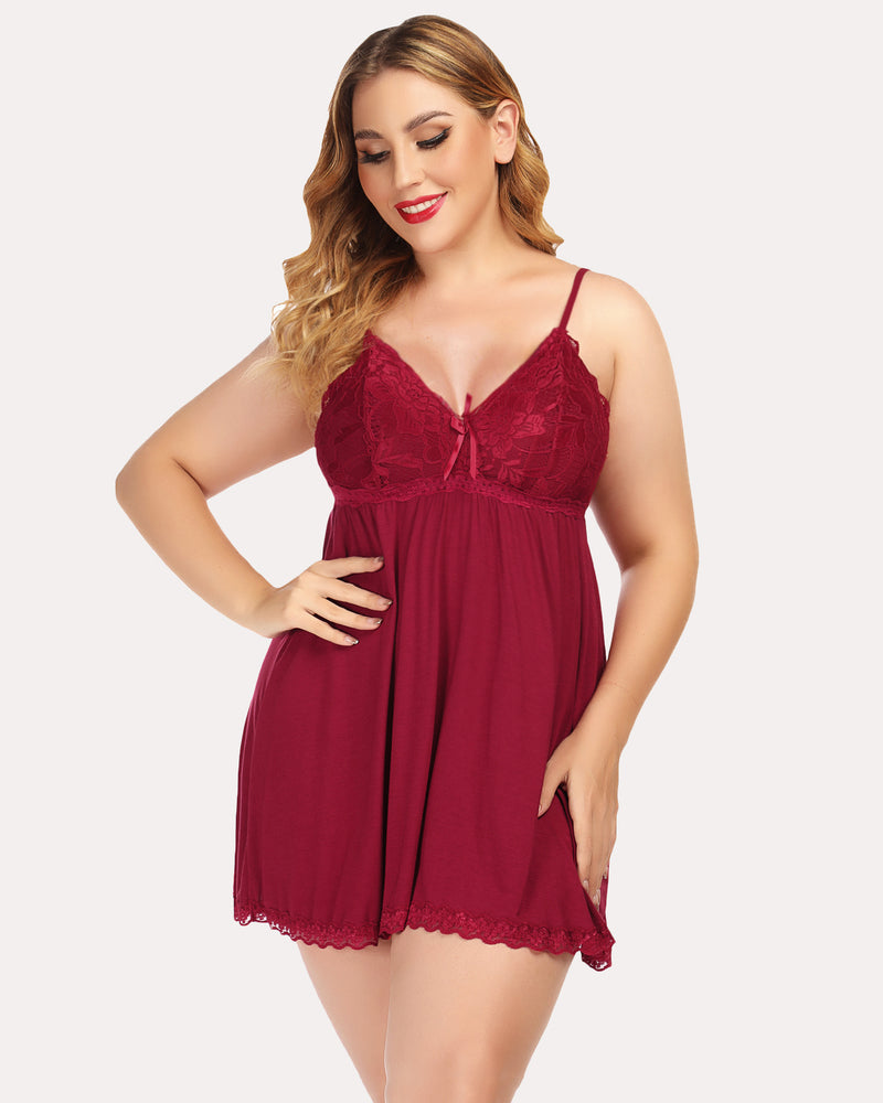 Rochie de lounge tip Babydoll din dantelă cu decolteu în V