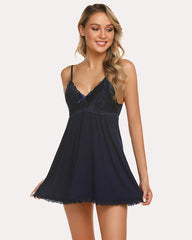 Lace V-neck Modal Babydoll Lounge Dress