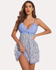 Lace V-neck Modal Babydoll Lounge Dress