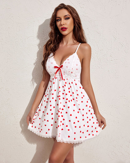 Rochie de lounge tip Babydoll din dantelă cu decolteu în V