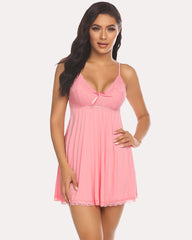 Lace V-neck Modal Babydoll Lounge Dress