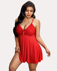 Lace V-neck Modal Babydoll Lounge Dress