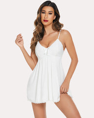 Lace V-neck Modal Babydoll Lounge Dress