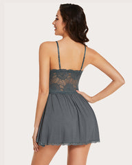 Lace Modal V-Neck Full Slip Sleep Dress