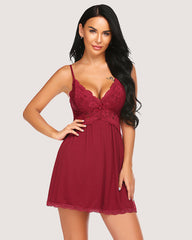 Lace Modal V-Neck Full Slip Sleep Dress