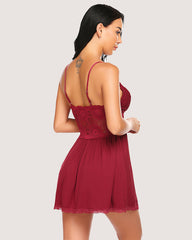 Lace Modal V-Neck Full Slip Sleep Dress