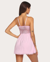 Lace Modal V-Neck Full Slip Sleep Dress