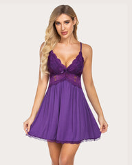 Lace Modal V-Neck Full Slip Sleep Dress