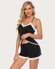 Set de pijama cami cu imprimeu inimă, pantaloni scurți