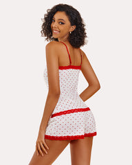 Heart Print Cami Pajama Set Shorts