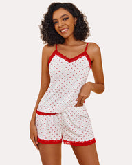 Heart Print Cami Pajama Set Shorts