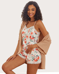 Heart Print Cami Pajama Set Shorts