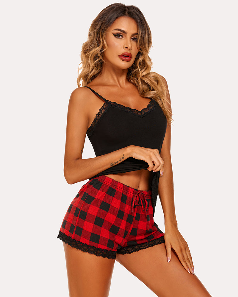 Set pijama cami cu dantelă Set pijama scurt cu pantaloni scurți