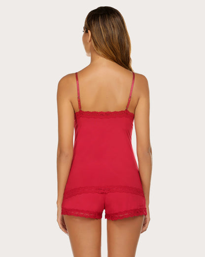 Set pijama cami cu dantelă Set pijama scurt cu pantaloni scurți