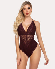 Body cu dantelă cu crotch Deep V Teddy