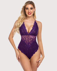 Body cu dantelă cu crotch Deep V Teddy