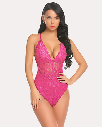 Body Deep V Teddy Snap Crotch Dantela