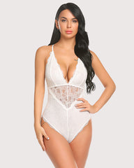 Body cu dantelă cu crotch Deep V Teddy