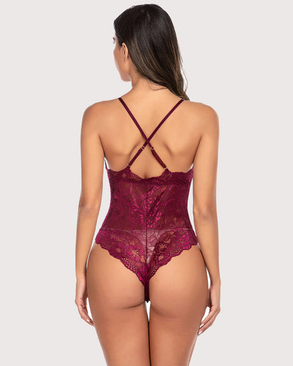 Body Deep V Teddy Snap Crotch Dantela