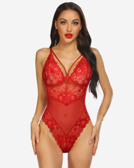 Snap Crotch Lace Teddy One Piece