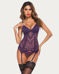 Lace Teddy Bodysuit with Garter Belt