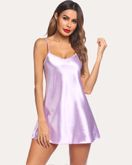 Satin Slip Nightgown Mini Dress