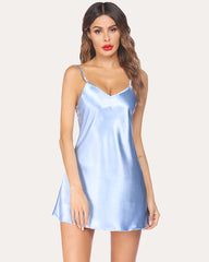 Satin Slip Nightgown Mini Dress