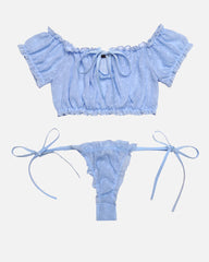 Mesh Bra and Panty Set Ruffle Lingerie Set