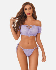 Mesh Bra and Panty Set Ruffle Lingerie Set