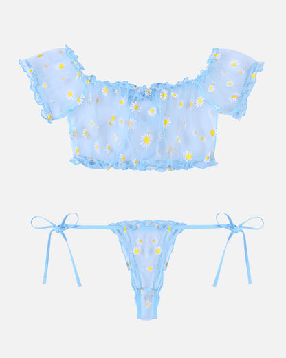 Mesh Bra and Panty Set Ruffle Lingerie Set