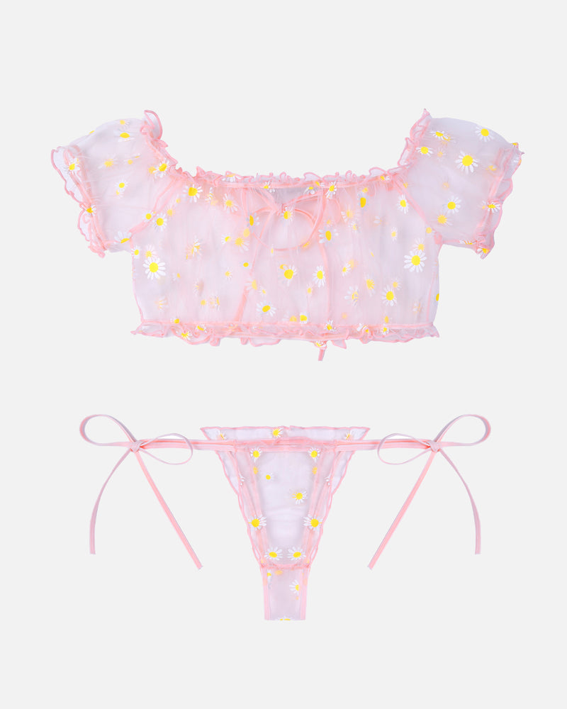 Leopard Sheer Ruffle Bra and Panty Set