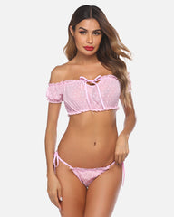 Mesh Bra and Panty Set Ruffle Lingerie Set