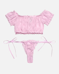 Mesh Bra and Panty Set Ruffle Lingerie Set