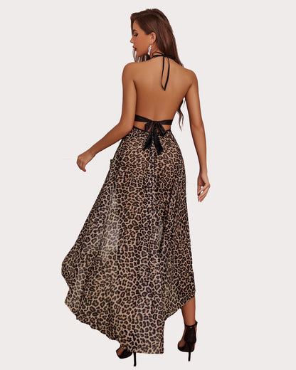 Leopard Deep V Deck Lenjerie de noapte