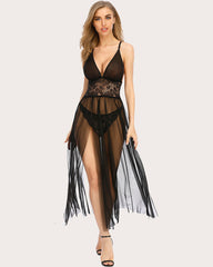 Lace Babydoll V Neck Halter Mesh Nightwear