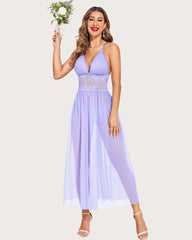 Lace Babydoll V Neck Halter Mesh Nightwear