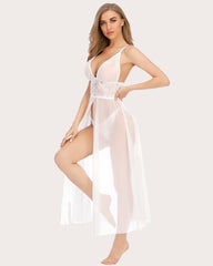 Lace Babydoll V Neck Halter Mesh Nightwear