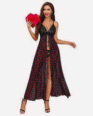 Heart Lingerie High Split Long Gown Dress