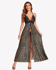 Leopard High Split Maxi Gown Dress