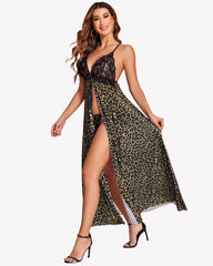 Leopard High Split Maxi Gown Dress