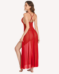 Heart Lingerie High Split Long Gown Dress