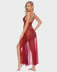 Heart Lingerie High Split Long Gown Dress