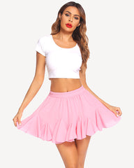 Pleated Ruffles Flared Mini Skirts