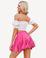 Flowers Pleated Skater Skirt