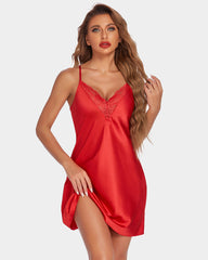 Satin Nightgown V Neck Silk Nighty